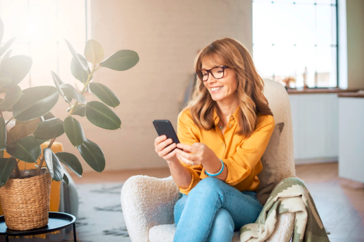 Customer using phone